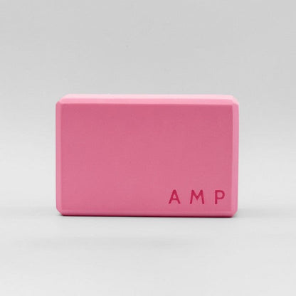 Pink cork yoga block