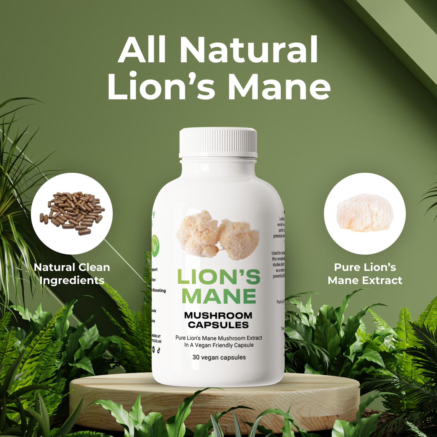 lions mane vegan mushroom capsules organic