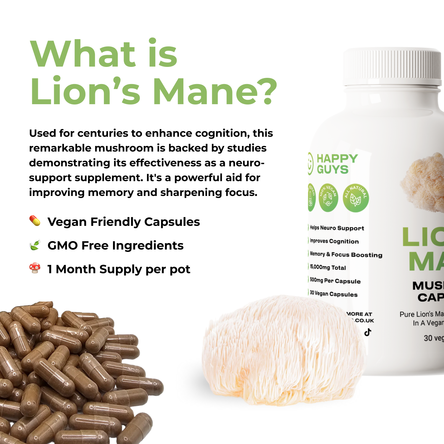 lions mane vegan mushroom capsules properties