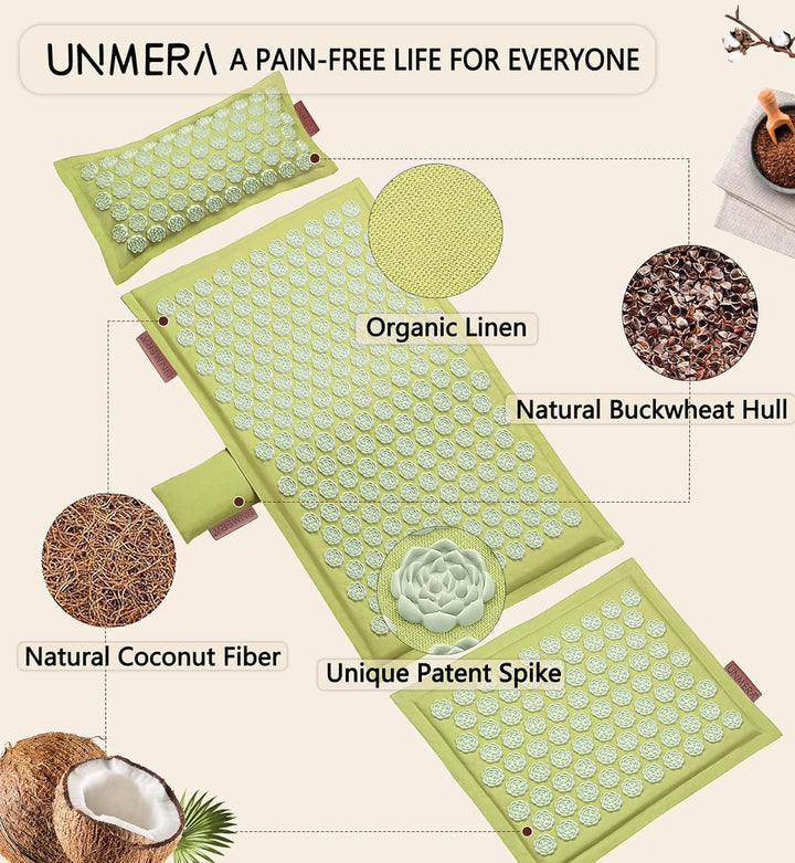 unmera acupressure mat pain free in green